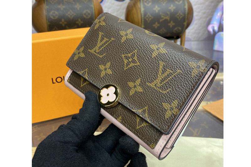 Louis Vuitton M64587 LV Sarah Retiro Long Wallet in Monogram Canvas With Pink