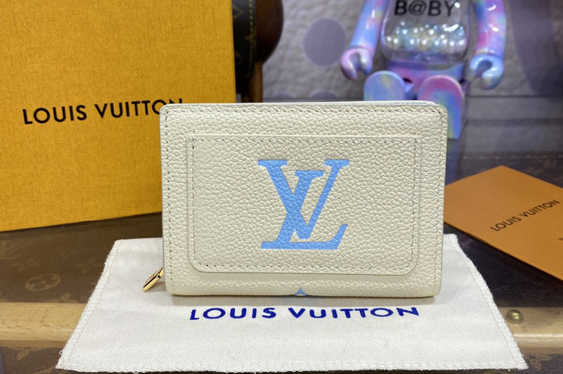 Louis Vuitton M80151 LV Clea Wallet in White/Blue Monogram Empreinte Leather