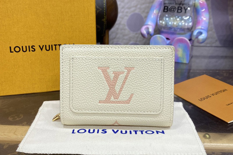 Louis Vuitton M80151 LV Clea Wallet in White/Pink Monogram Empreinte Leather