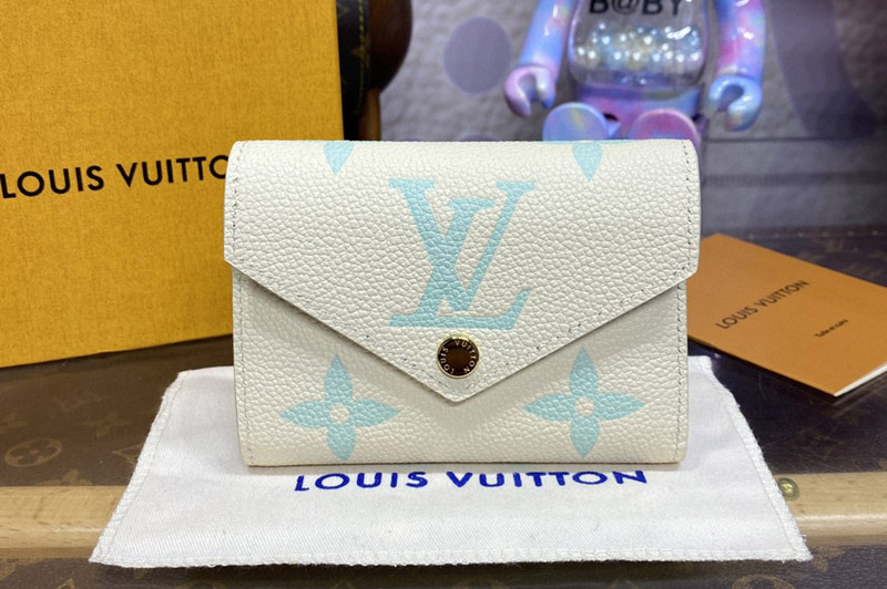 Louis Vuitton M80968 LV Victorine Wallet in White/Green Monogram Empreinte Leather