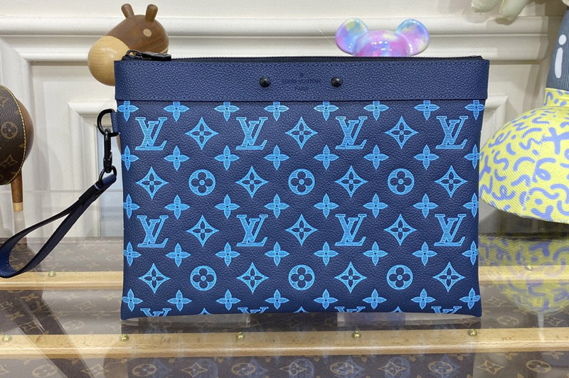 Louis Vuitton M82321 LV Pochette To-Go pouch Bag in Navy River Blue Calf leather