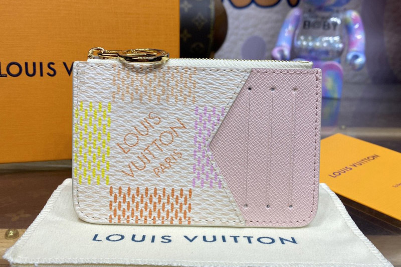 Louis Vuitton N40639 LV Romy card holder Wallet in Pink Damier coated canvas