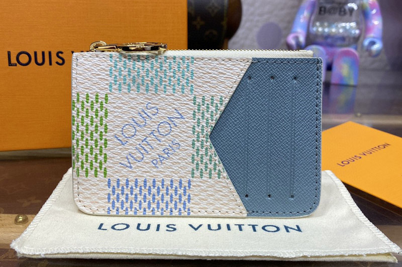 Louis Vuitton N40639 LV Romy card holder Wallet in Pistachio Green Damier coated canvas