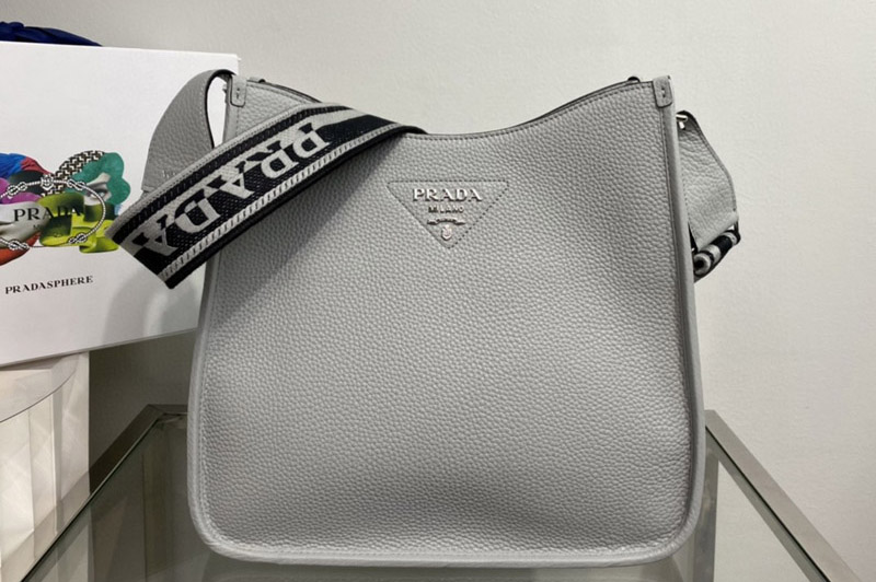 Prada 1BC073 Leather hobo bag in Gray Leather