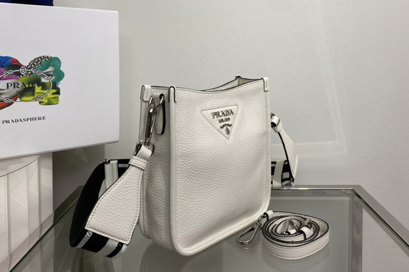 Prada 1BH191 Leather mini shoulder bag in White Leather