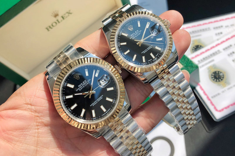 Rolex DateJust 36/41mm 126333 1:1 Best Edition SS/YG Gold Wrapped Black Dial on Jubliee Strap