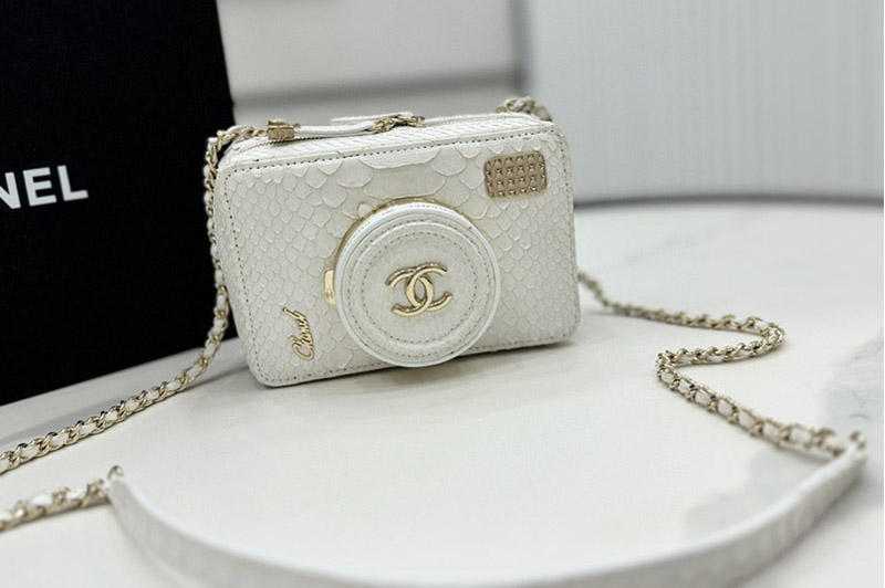CC AS4817 Camera Bag in White Snake Leather
