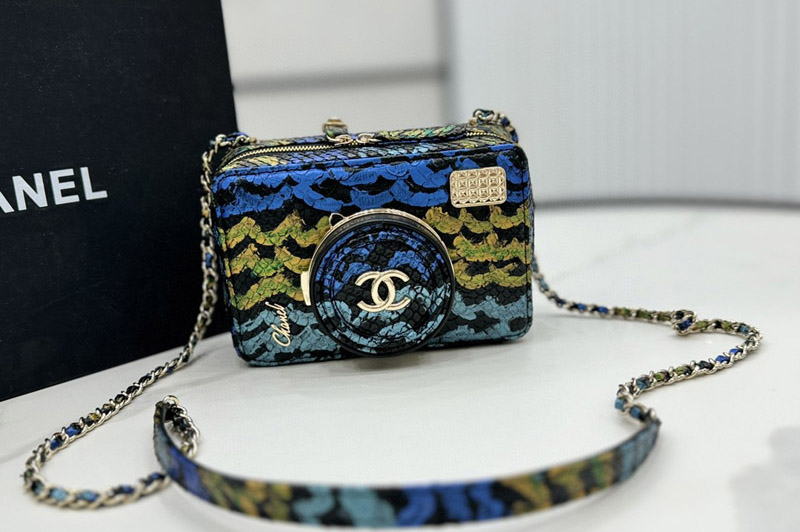 CC AS4817 Camera Bag in Blue Snake Leather