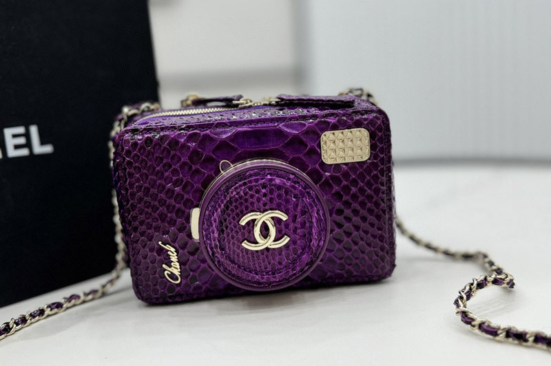CC AS4817 Camera Bag in Purple Snake Leather