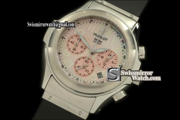 Hublot MDM Chronograph SS/RU MOP Pink Jap Quartz Replica Watches