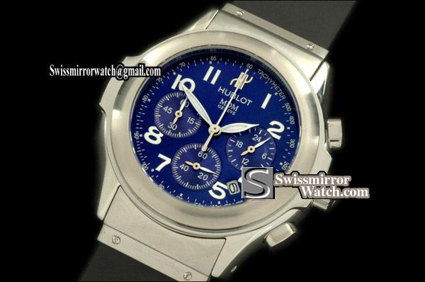 Hublot MDM Chronograph SS/RU Blue Jap Quartz Replica Watches