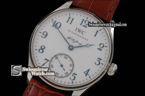 IWC F A Jones SS White/Blue Num Swiss Unitas 6498 Replica Watches