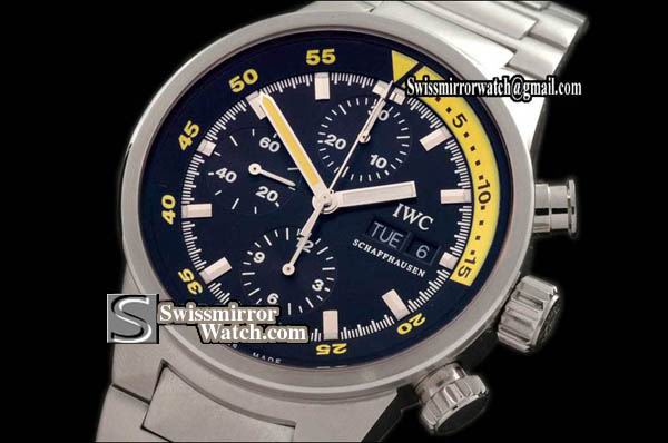IWC Aquatimer Chrono 371928 SS/SS Black A-7750 28800bph Replica Watches