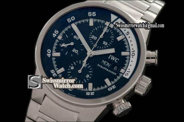IWC Aquatimer Chrono 371928 SS/SS Black A-7750 28800bph Replica Watches