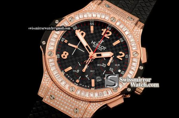 Hublot Big Bang RG/Full Diam CF Black A-7750 Replica Watches