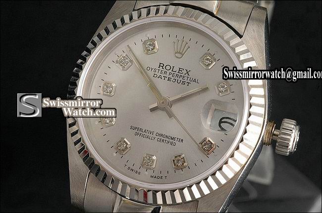 Mens Rolex Datejust SS Silver Dial Diamond Markers President Eta 2836-2 Replica Watches