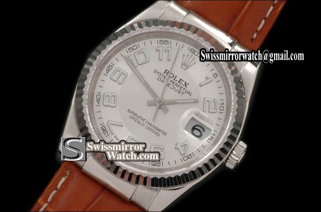 Mens Rolex Datejust LE Silver Dial Numeral Markers Swiss Eta 2836-2 Replica Watches