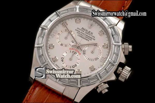 Rolex Daytona SS/LE MOP White/Baguette Diam Asia 7750 Watches