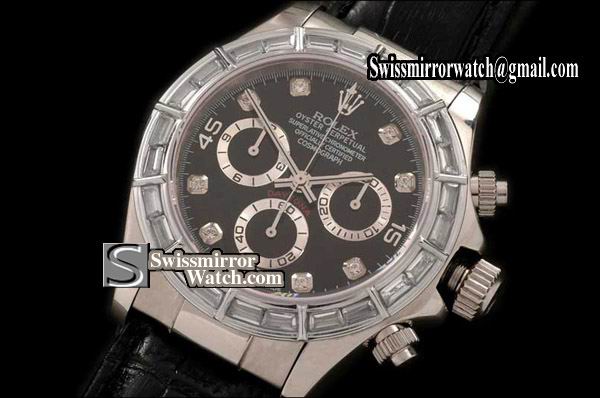 Rolex Daytona SS/LE Black/Baguette Diamond Watches