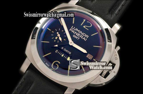 Panerai Luminor GMT Pam 233 8 Days GMT SS/RU Black Asian 23 J Replica Watches