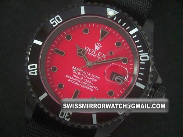 Rolex Sub Bamford & Sons PVD Swiss 2836 Red/Blk Watches