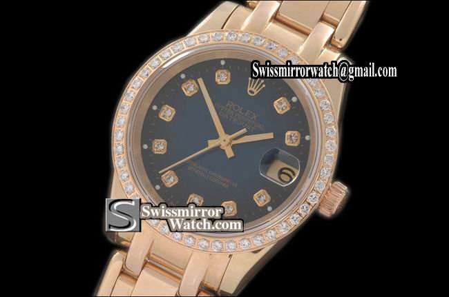 Rolex Midsize Datejust Masterpiece FG Diamond Bez Burnt Blue Diamonds Swiss Eta 2671-2 Replica Watches