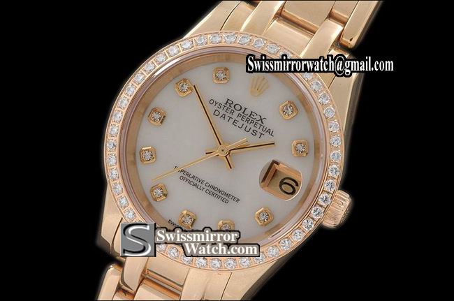 Rolex Midsize Datejust Masterpiece FG Diamond Bez MOP White Diamonds Swiss Eta 2671-2 Replica Watches