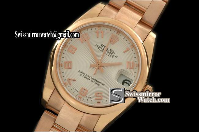 Midsize Rolex Datejust RG Oyster Sunray White Numeral Swiss Eta 2836-2 Replica Watches
