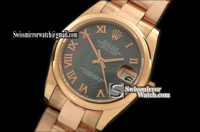 Midsize Rolex Datejust RG Oyster Sunray Grey Numeral Swiss Eta 2836-2 Replica Watches