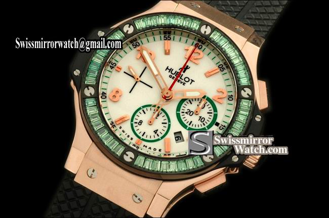 Hublot Big Bang Aspen RG/Sq Green Diam White A-7750 Replica Watches