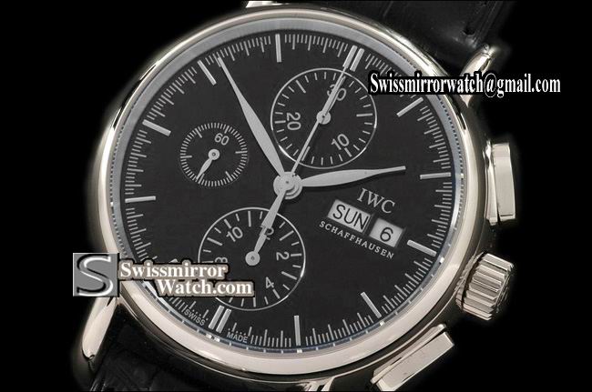 IWC Portofino Chronograph SS/LE Black A-7750 28800bph Replica Watches