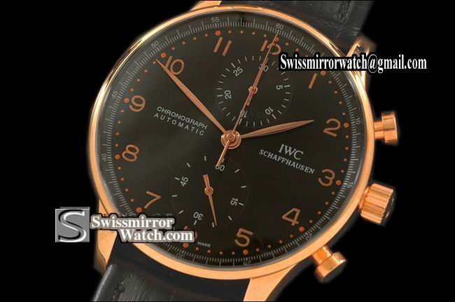 IWC Portuguese Chrono Auto RG Black Asia 7750 28800 Replica Watches