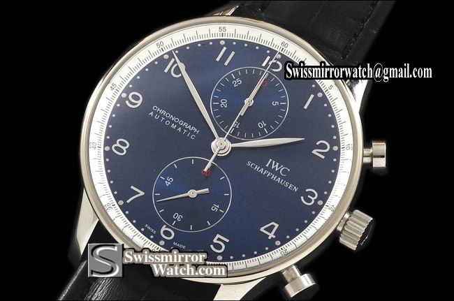IWC Portuguese Chrono Auto SS Blue Laureus Asia 7750 Replica Watches