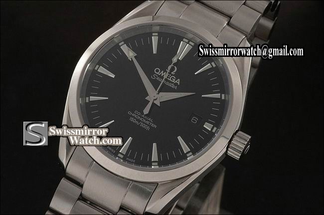 Omega Seamaster Aqua Terra Co-Axial Man SS Black Silver Markers 2824-2 Replica Watches