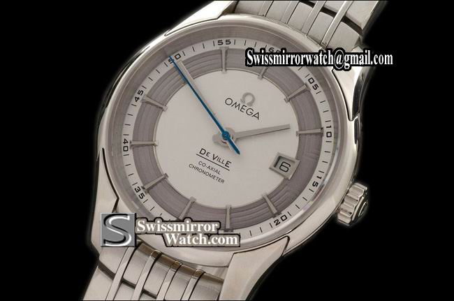 Omega De Ville Hour Vision "See Thru Case" SS/SS Wht Swiss Eta 2836-2 Replica Watches
