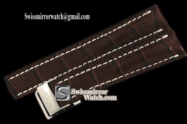 Replica Breitling Leather strap Brown W/Deployant - For 47/49mm watches