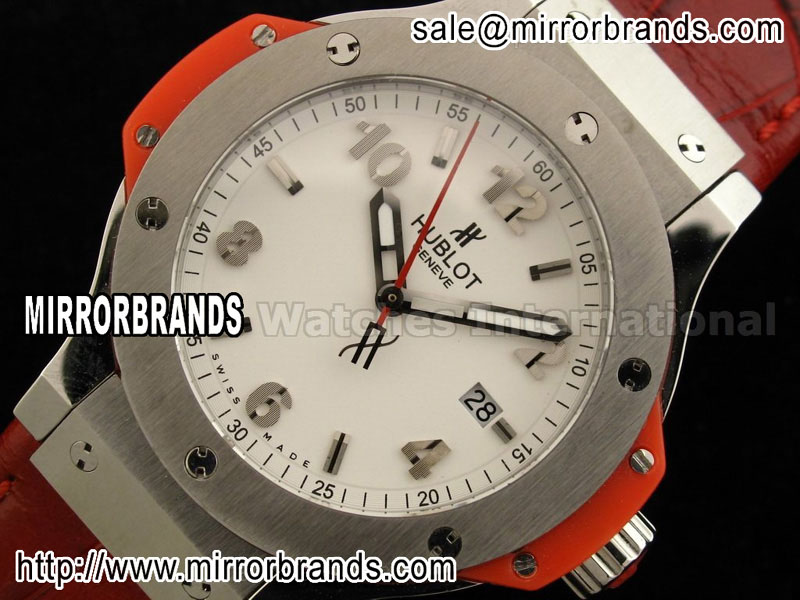 Luxury Hublot Big Bang 38mm SS White Dial on Red Leather Strap