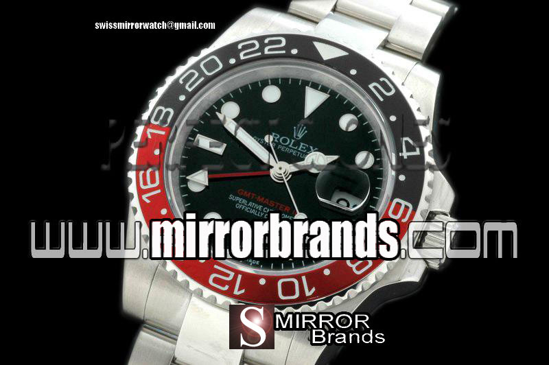 Luxury Rolex Anni GMT SSBlue/Red/Blk Asia Eta 2836 GMT Hand Ind