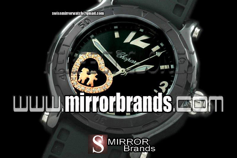 New Chopard Happy Sports Ladies Valentine 2011 Ed Ceramic/Blk Swiss Watches