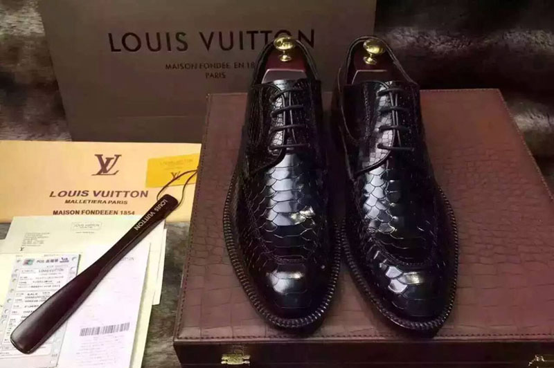 Mens Louis Vuitton Real Leather Shoes With Boxes Black