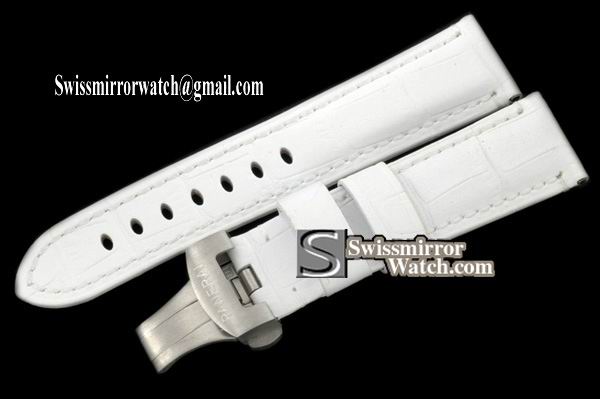 Replica Panerai Accessories 22/20 Leather Strap (White) with Deployant
