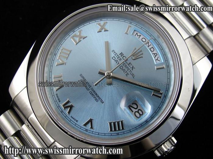 Rolex Day-Date II 41mm SS Ice-Blue Roman Dial A3156 Best Edition