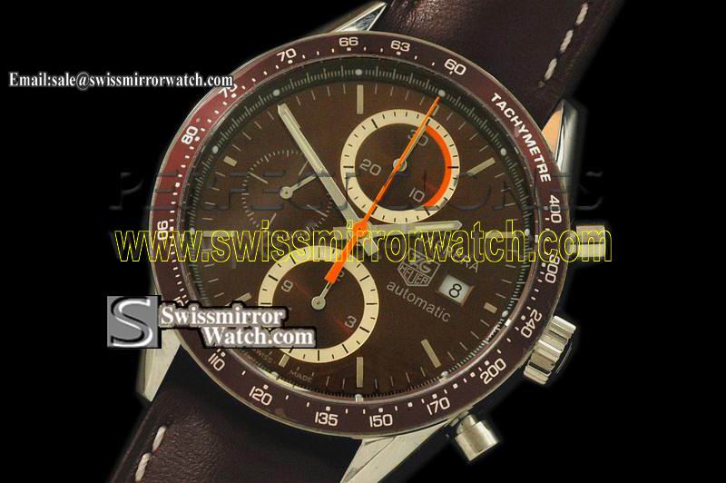 Tag Heuer Carrera Automatic Chronograph SS/LE Brown Swiss 7750 Replica Watches