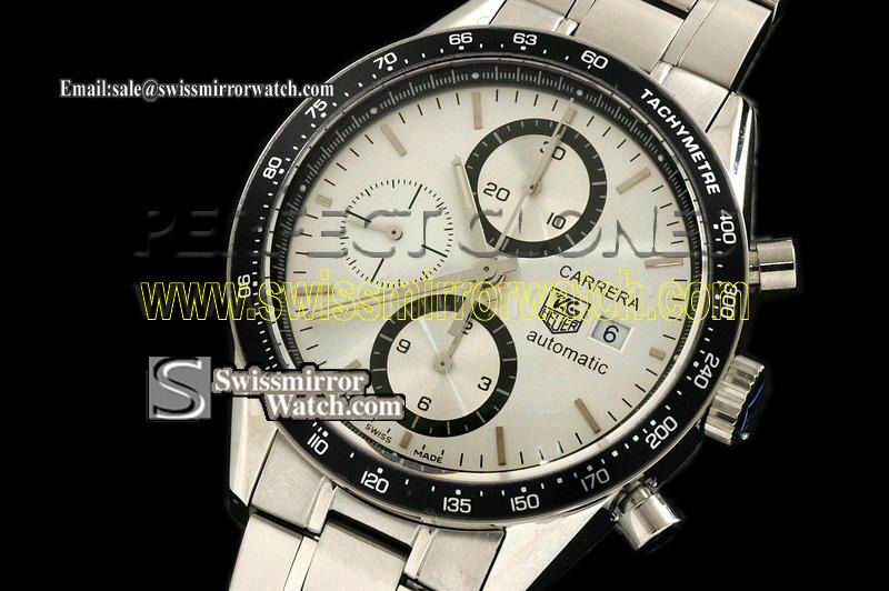 Tag Heuer Carrera Automatic Chronograph SS White Swiss 7750 Replica Watches