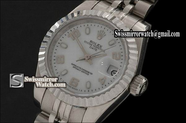 Ladeis Rolex Datejust SS White Dial Jubilee Num/Stk Marker Swiss Eta 2671-2 Replica Watches