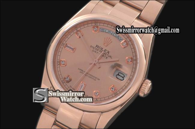 Rolex Day-Date RG Osyter RG Dial Diamond Markers Swiss Eta 2836-2 Replica Watches