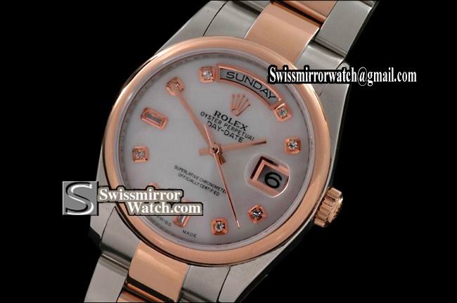 Rolex Day-Date SS/RG TT Osyter MOP Diam Markers Swiss Eta 2836-2 Replica Watches