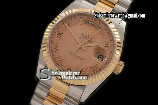 Rolex Day-Date SS/RG TT Pres MOP 2008 White Roman Swiss Eta 2836 Replica Watches