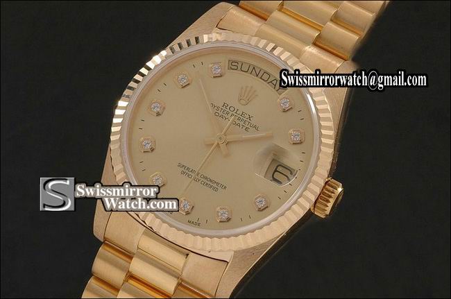 Rolex Day-Date 18K President FG Diamond Markers Swiss Eta 2836-2 Replica Watches