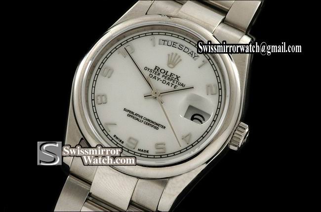 Rolex Day-Date SS White Dial Num Marker Oyster Eta 2836-2 Replica Watches
